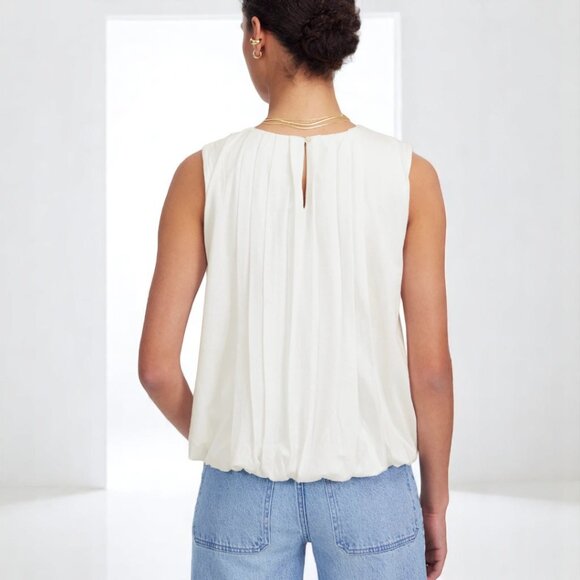 Madewell Sleeveless Crewneck Bubble Top Size L - Picture 2 of 10